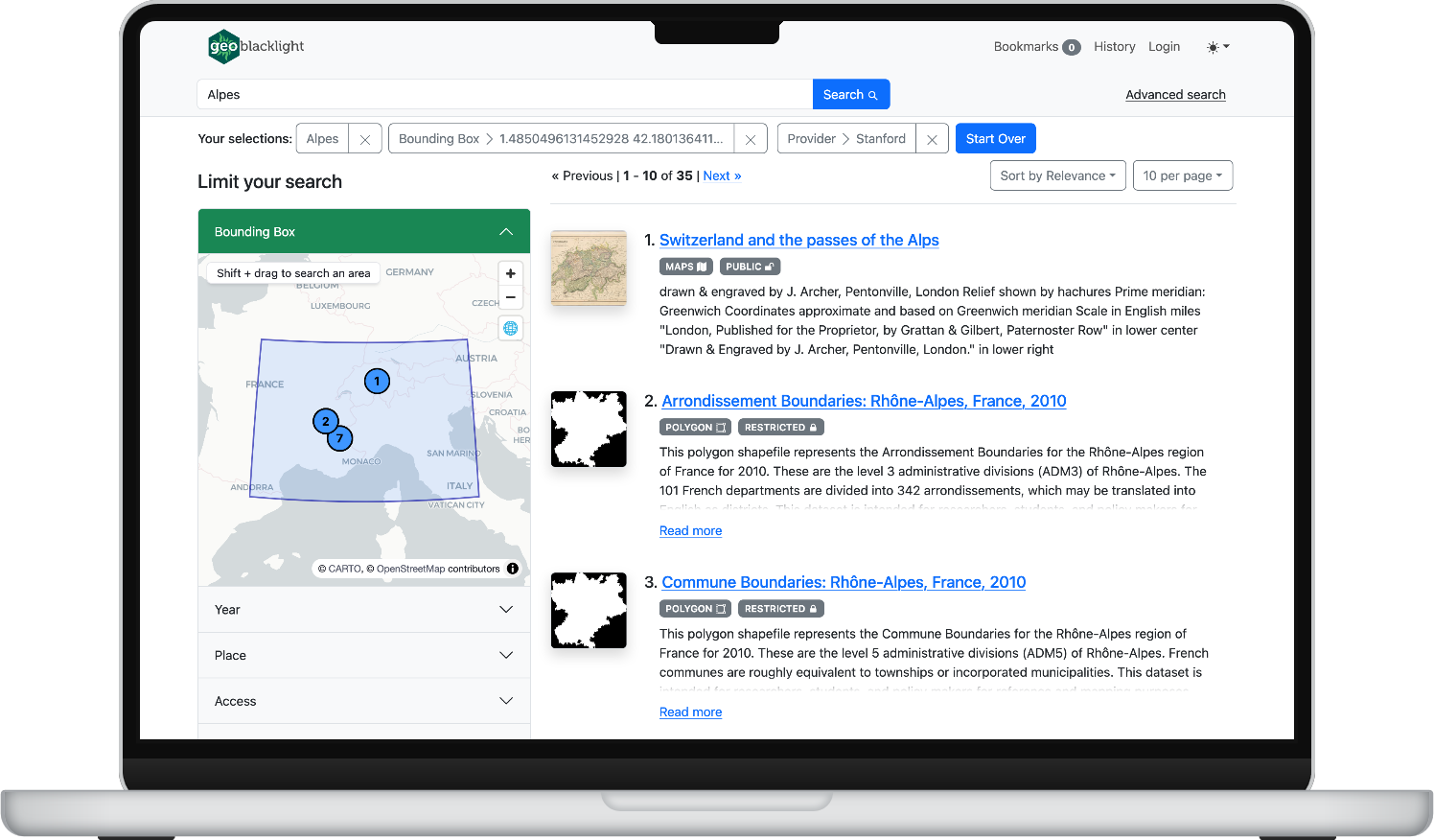 GeoBlacklight search interface